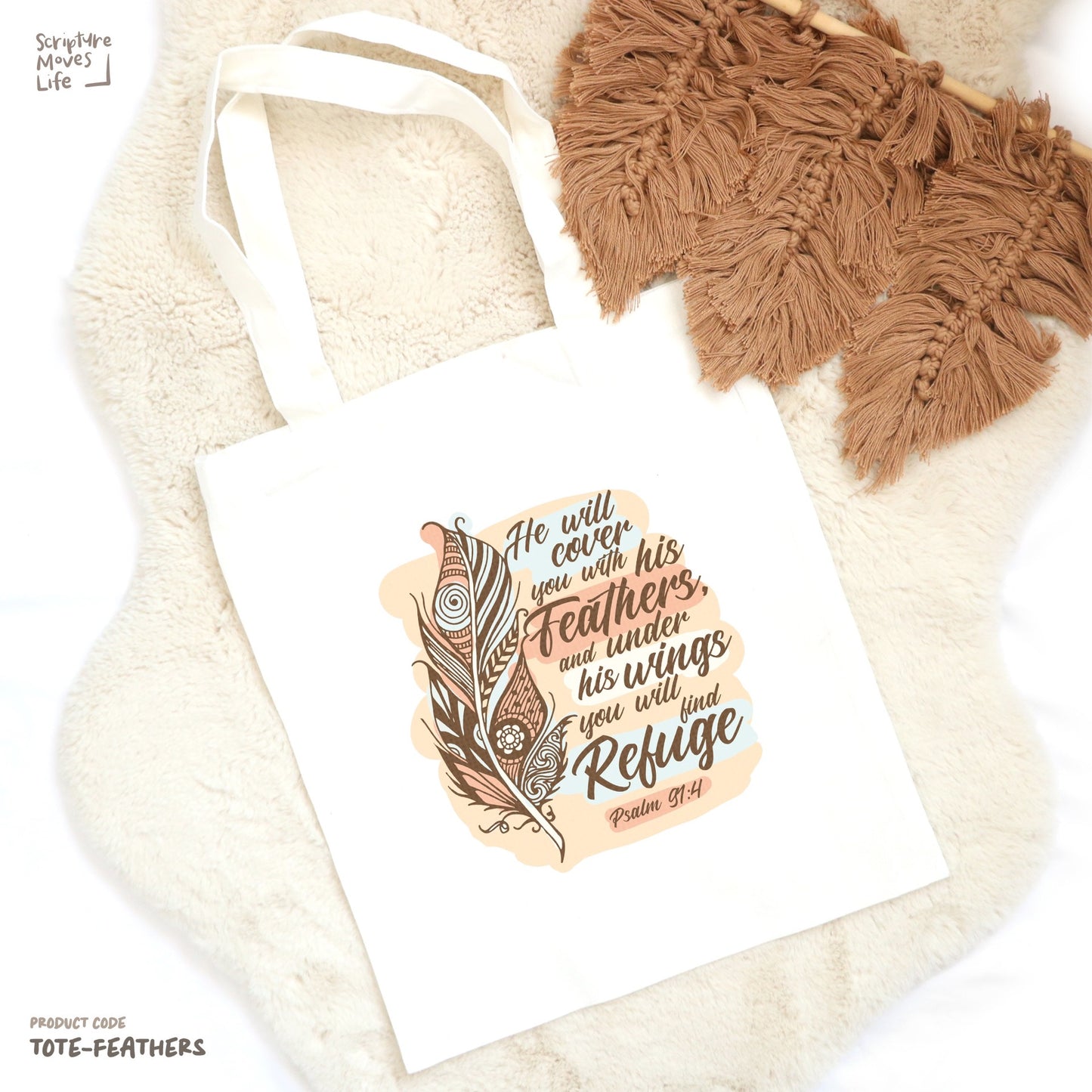 Tote Bag-He will cover you with His feathers and under His wings you will find refuge