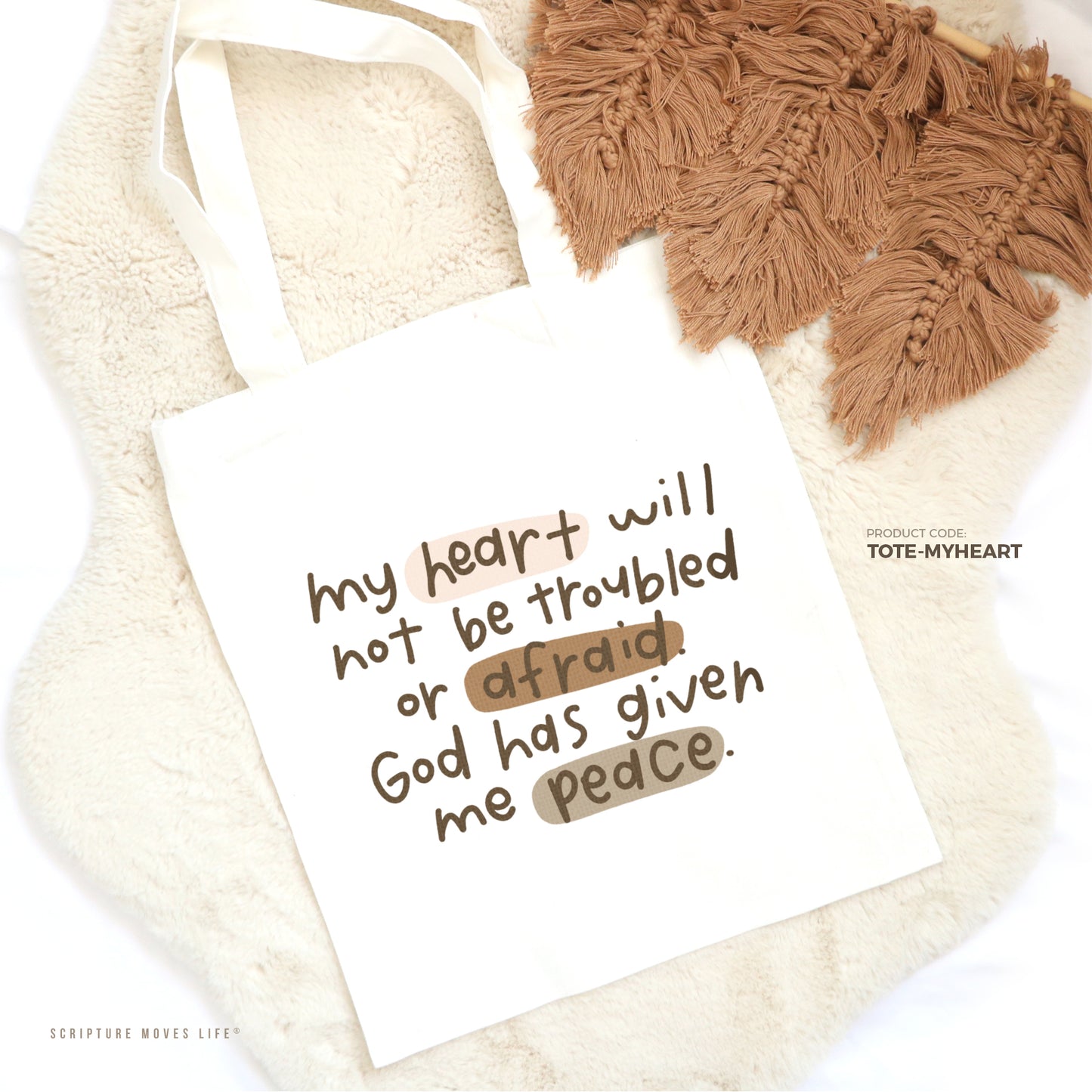 Tote Bag-My heart will not be troubled or afraid