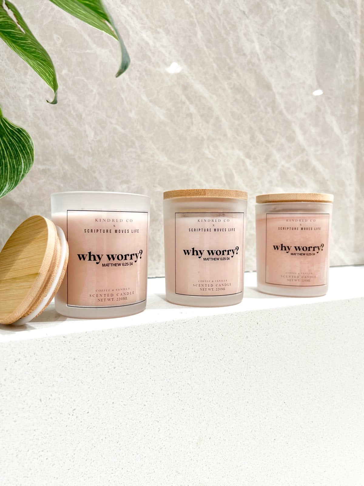 Why Worry Scented Candle by Scripture Moves Life x Kindred Co