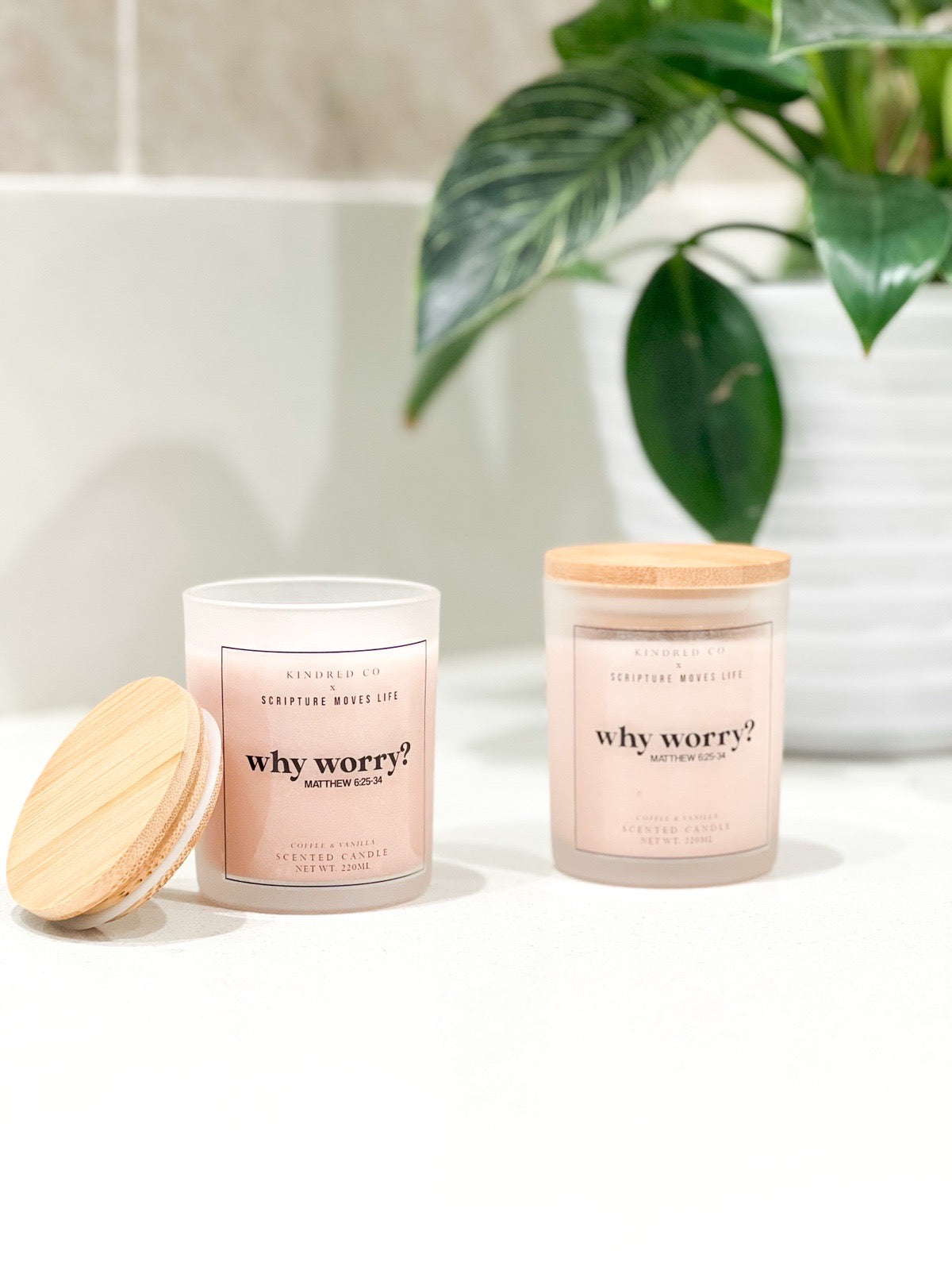 Why Worry Scented Candle by Scripture Moves Life x Kindred Co